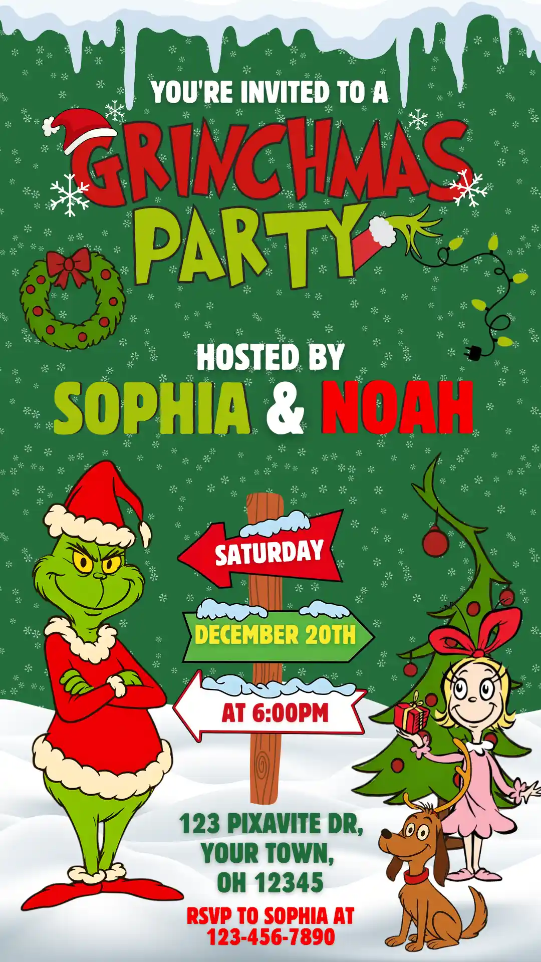 the grinch christmas party invite mobile The Grinch Christmas Party Invite