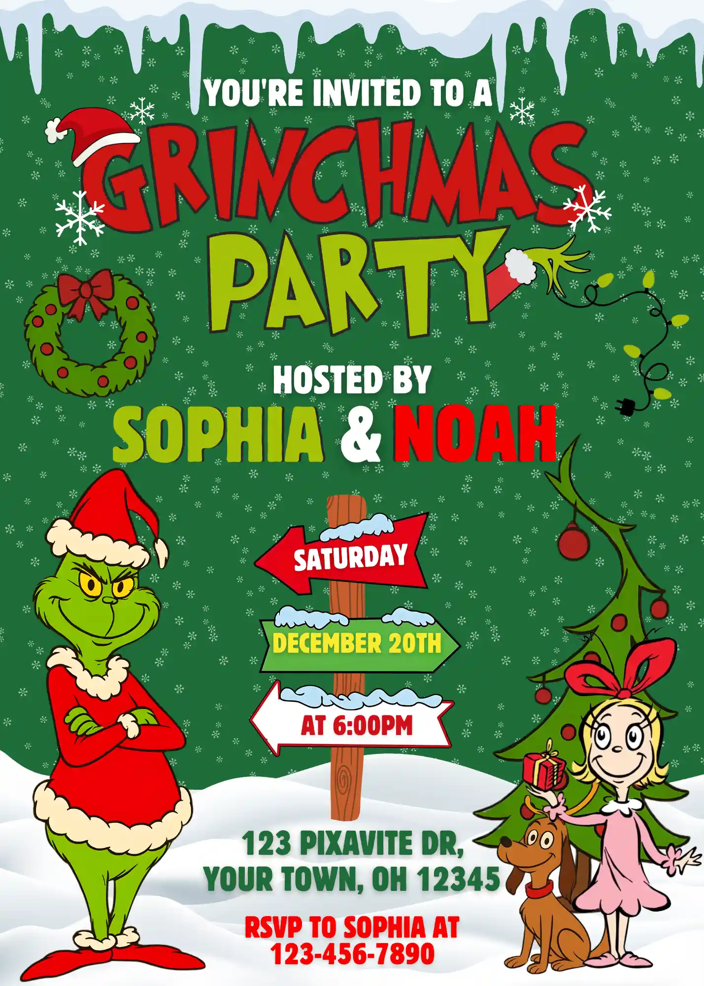 the grinch christmas party invite The Grinch Christmas Party Invite
