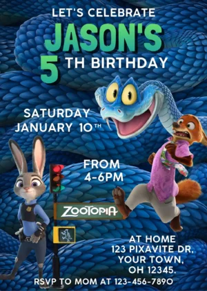 Zootopia 2 Birthday Invitation
