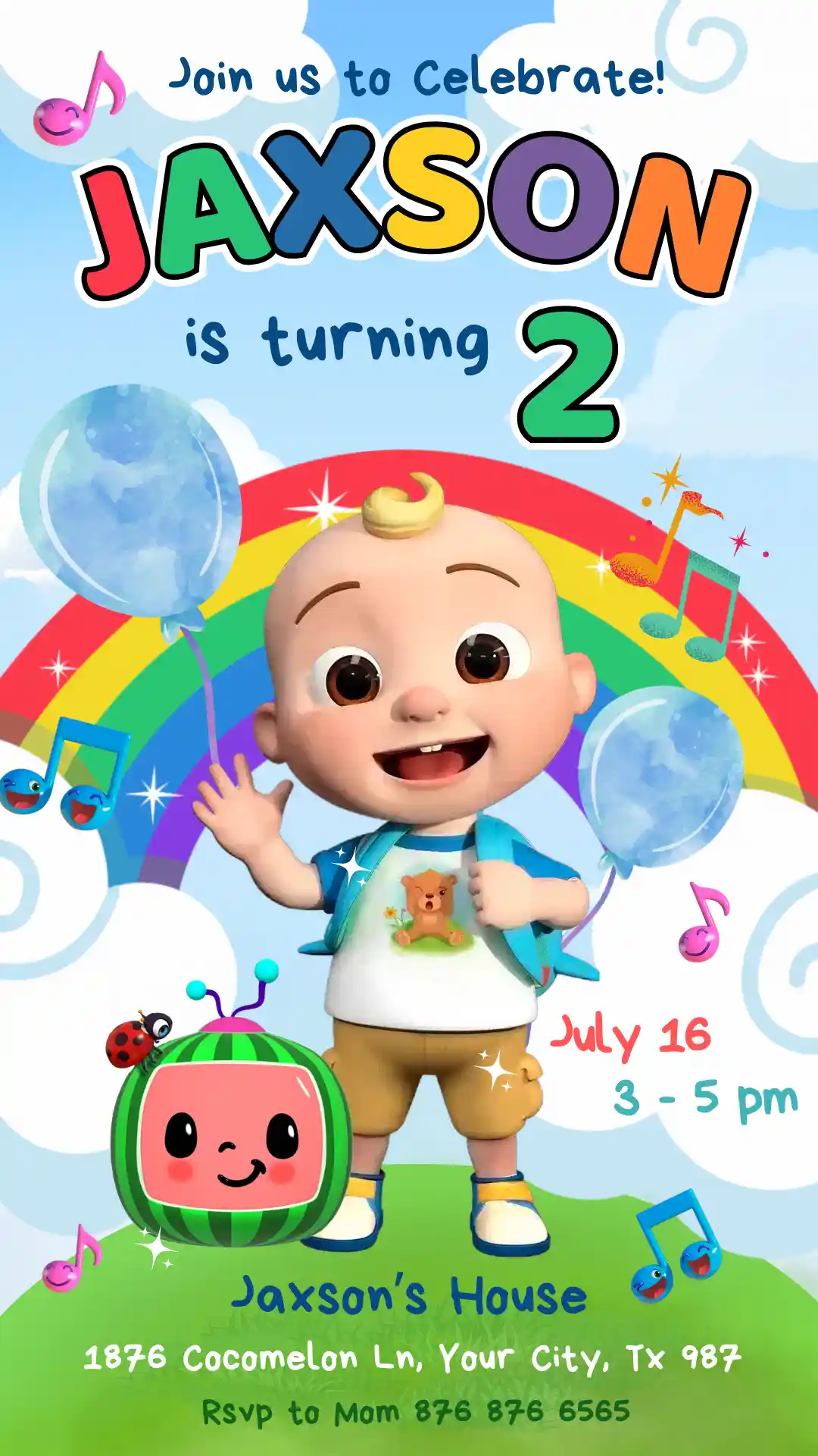 cocomelon birthday invitation mobile Cocomelon Birthday Invitation