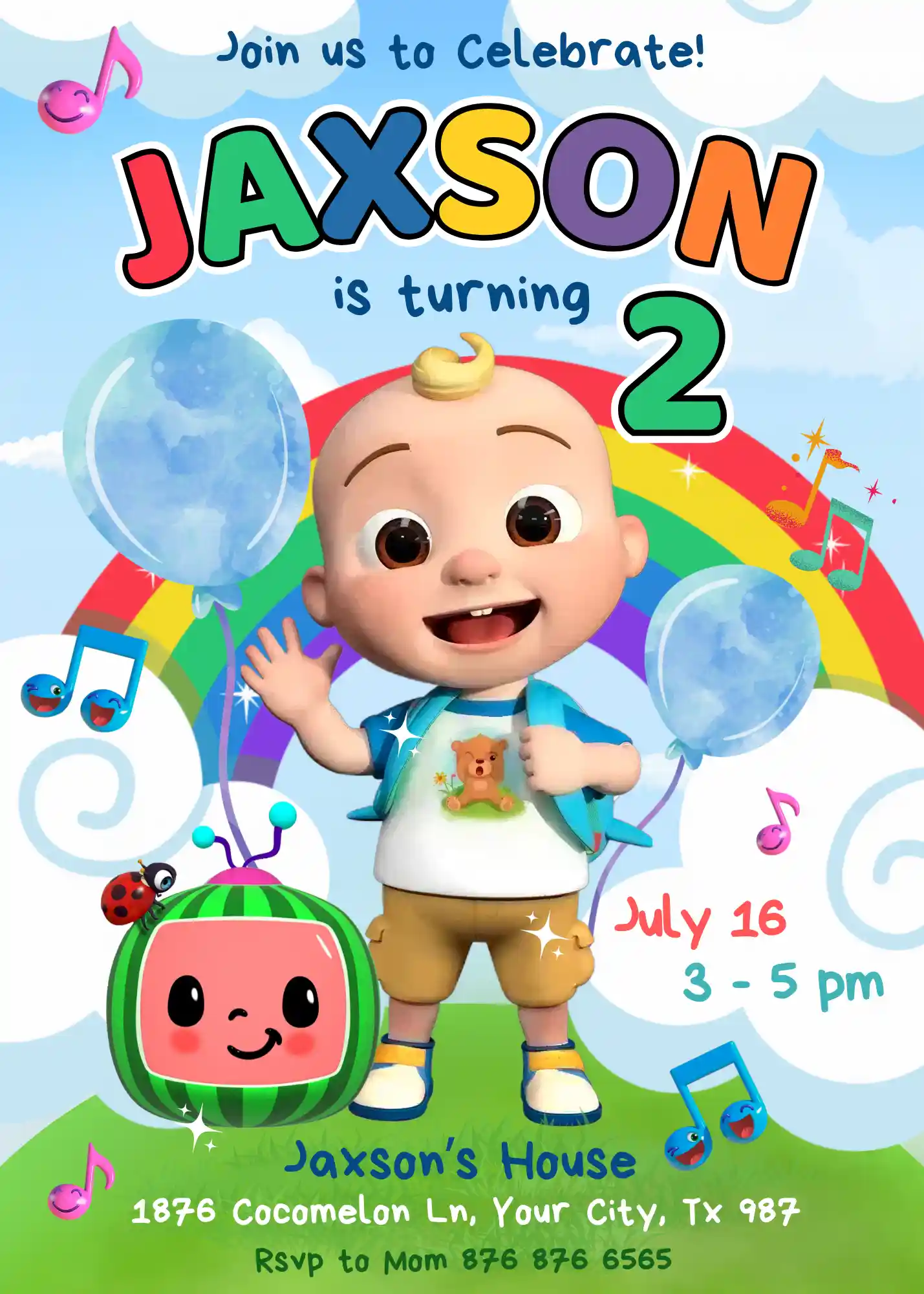 cocomelon birthday invitation Cocomelon Birthday Invitation