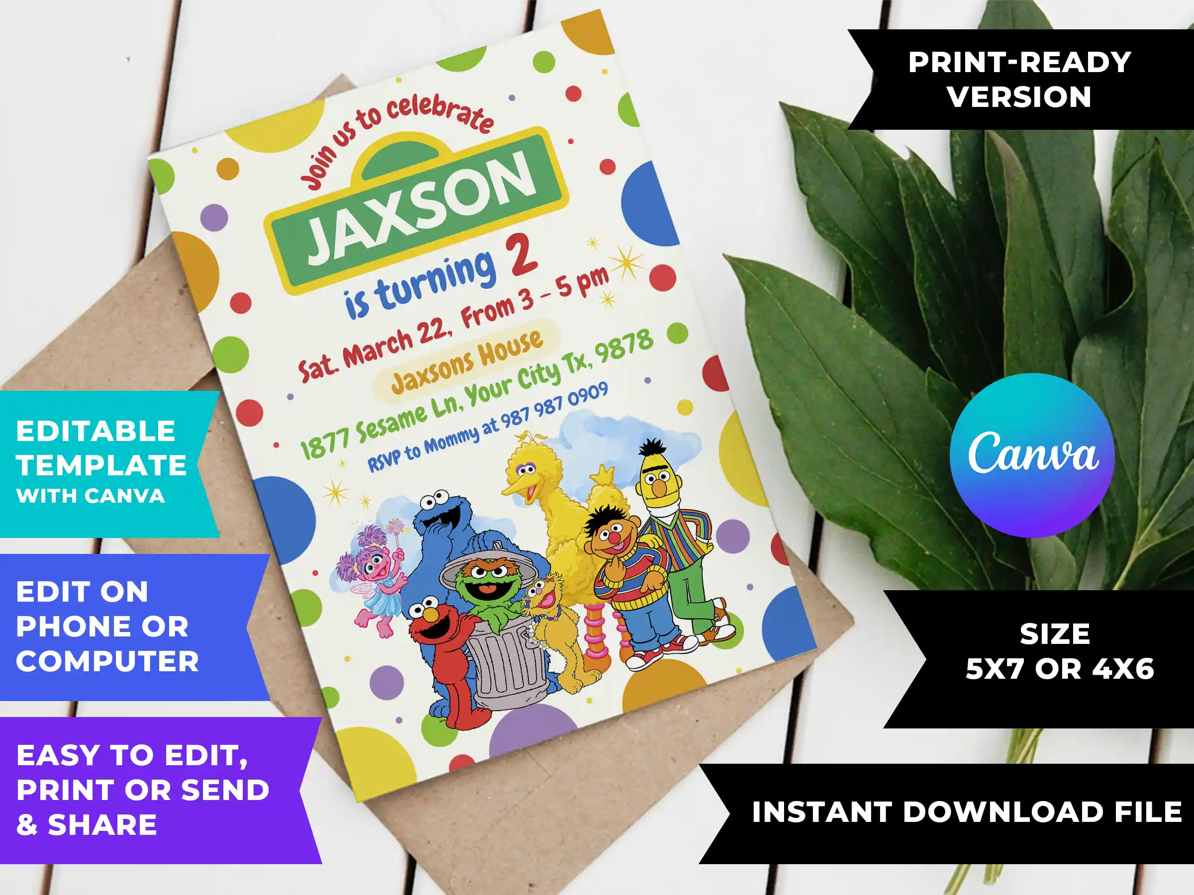 mockup sesame street birthday invitation 1 1 Sesame Street Birthday Invitation