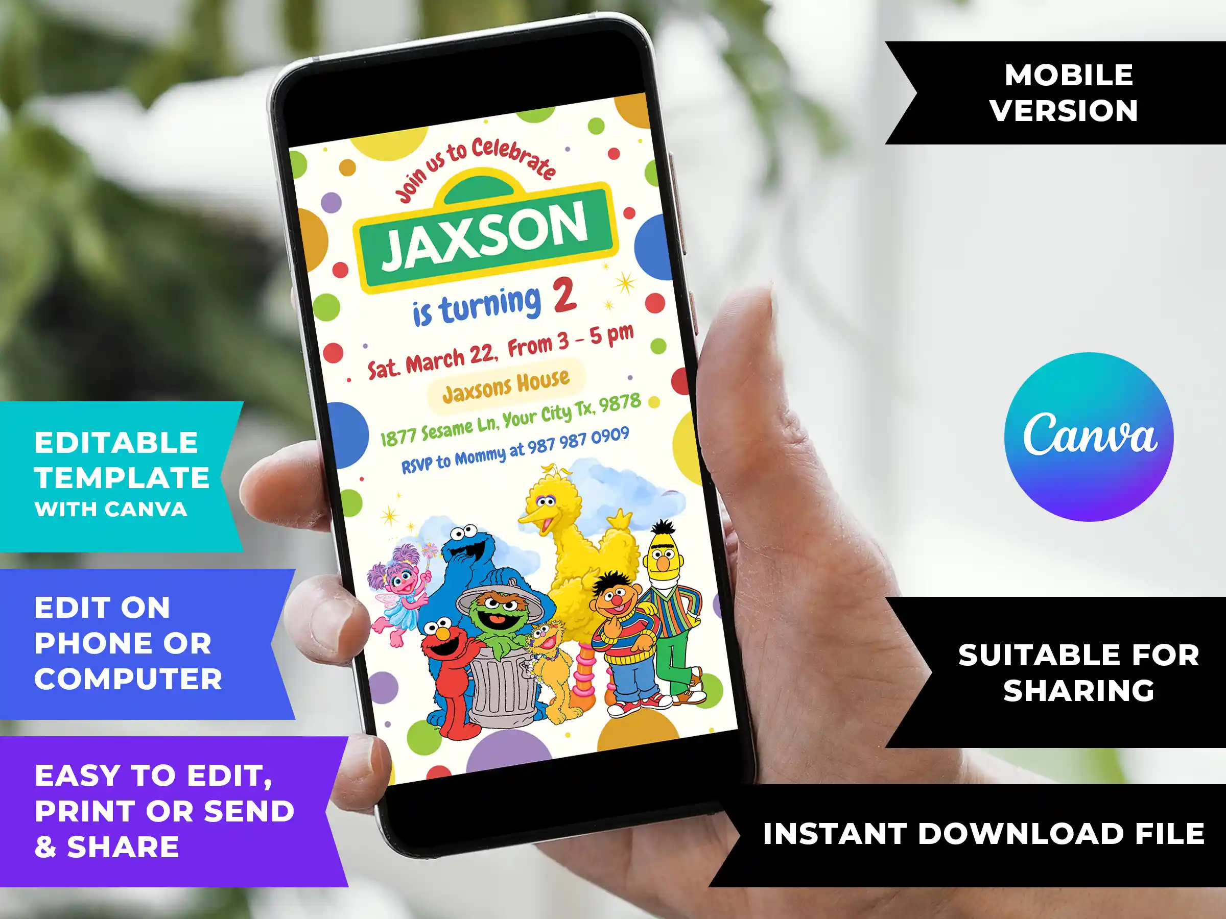 mockup sesame street birthday invitation 1 2 Sesame Street Birthday Invitation