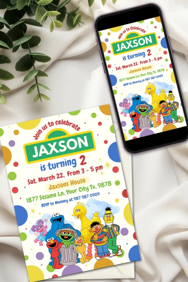 mockup sesame street birthday invitation 1 3 Sesame Street Birthday Invitation