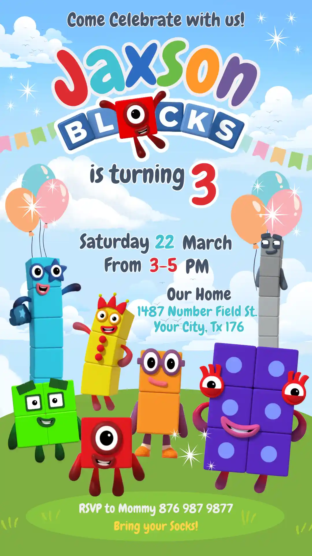 numberblocks birthday invitation mobile Numberblocks Birthday Invitation