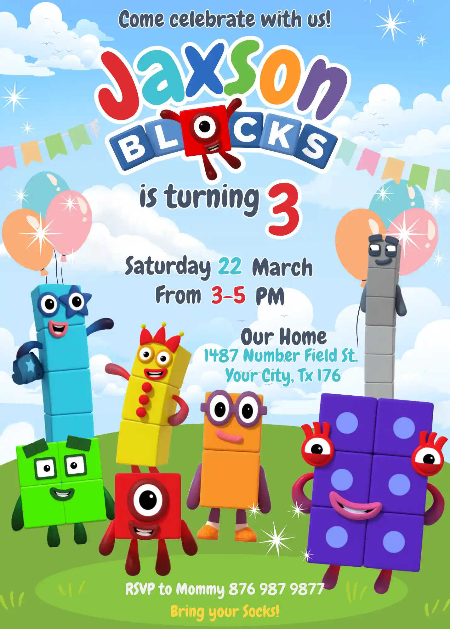 numberblocks birthday invitation Numberblocks Birthday Invitation