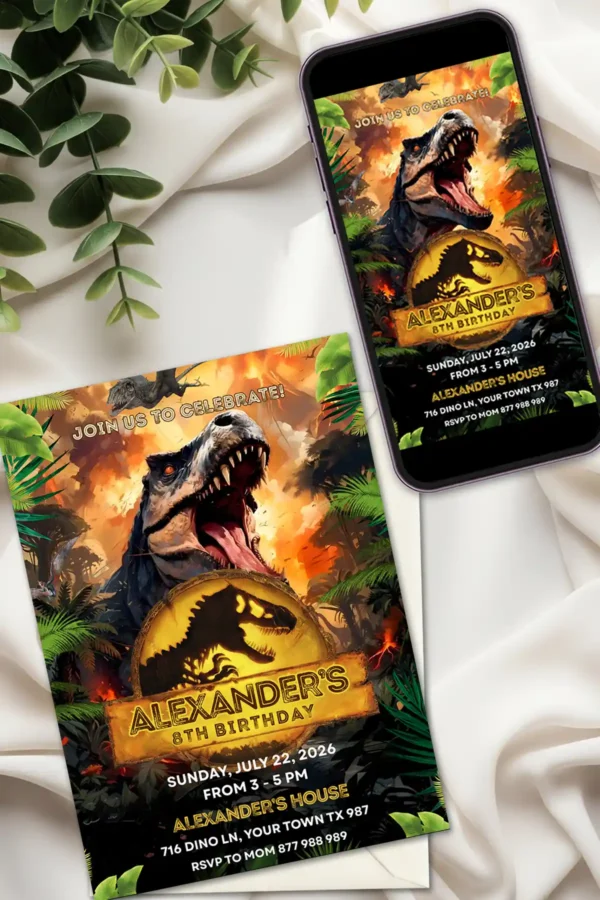 Jurassic World Birthday Invite