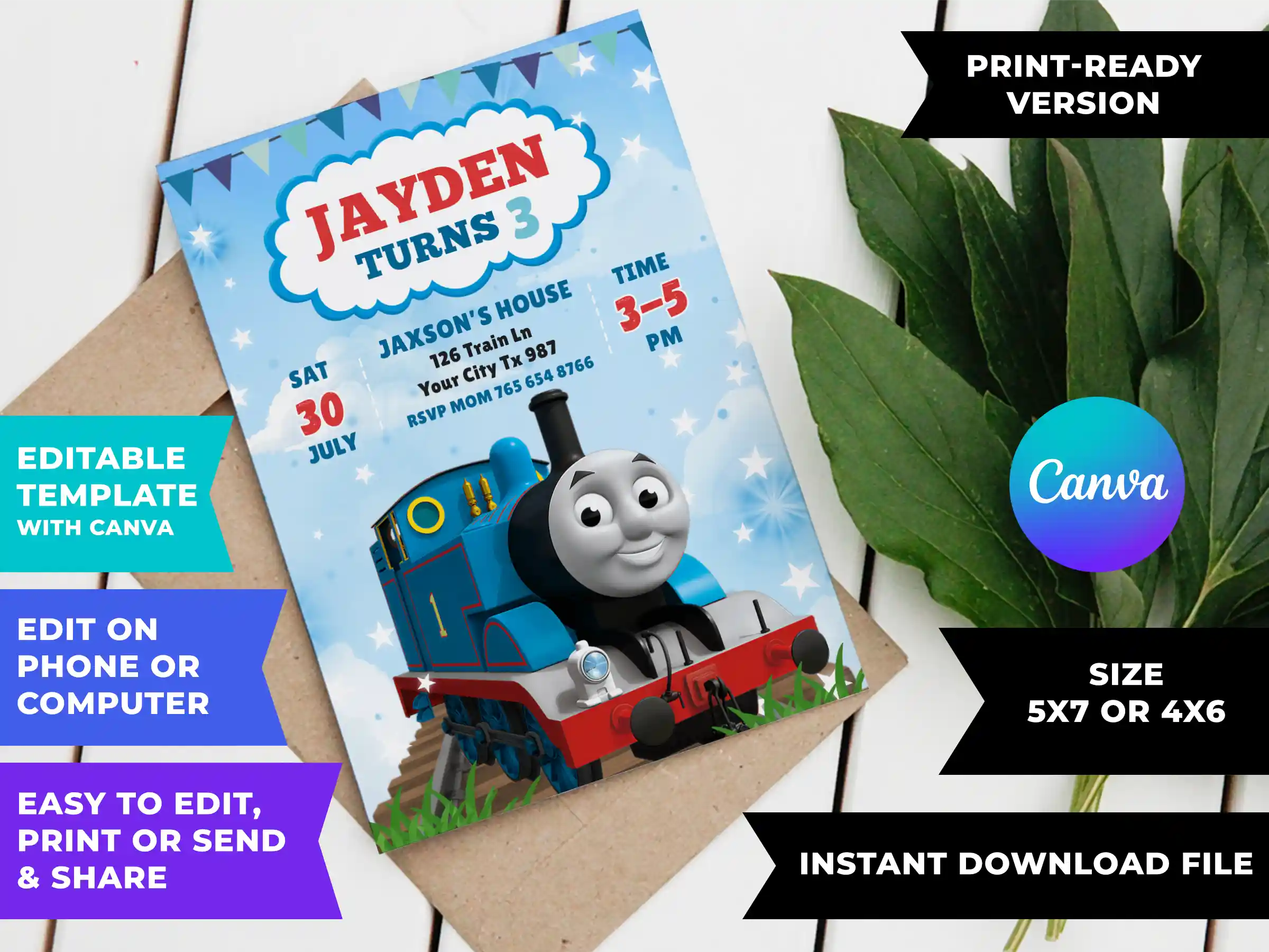 mockup thomas and friends birthday invitation 1 1 Thomas and Friends Birthday Invitation