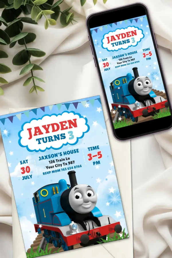 mockup thomas and friends birthday invitation 1 3 Thomas and Friends Birthday Invitation