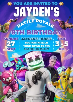 Fortnite Birthday Invitation Template - Editable in Canva
