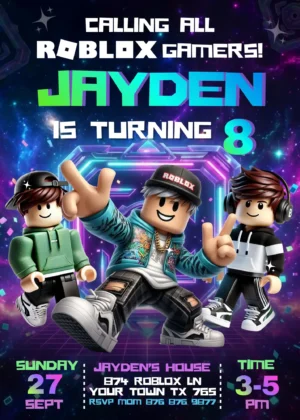 Roblox Birthday Invitation Template - Editable in Canva