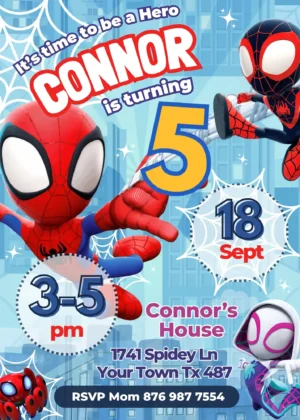Spidey and His Amazing Friends Birthday Invitation - Editable in Canva