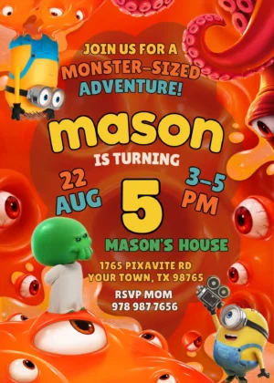 Editable Minions and Monsters birthday invitation template